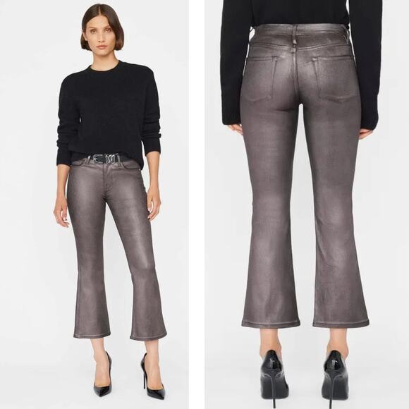 Frame Denim Denim - NWT FRAME Denim Le Crop Mini Boot in Mahogany Coated Metallic Size 23